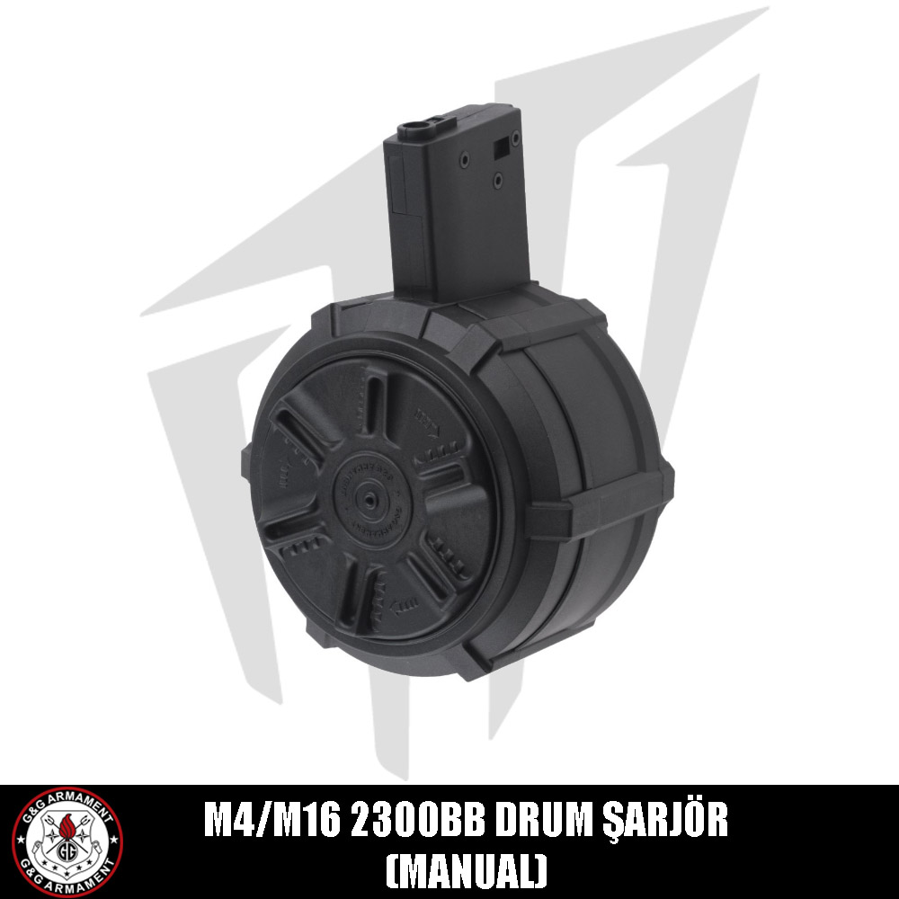 G&G M4/M16 Airsoft Tüfekleri için 2300’lük Davul Şarjör – Çevirmeli