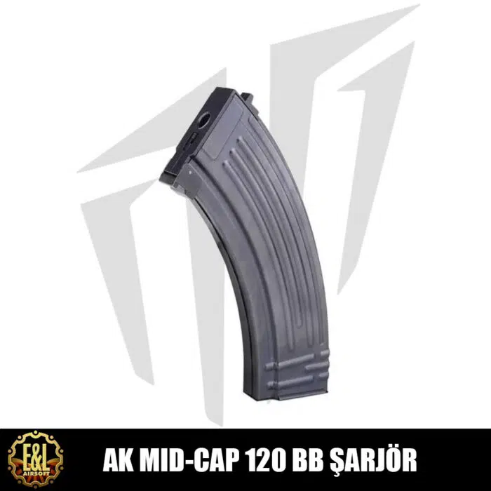 E&L AK Mid-Cap 120’lik Airsoft Şarjörü Siyah (5 Adet)
