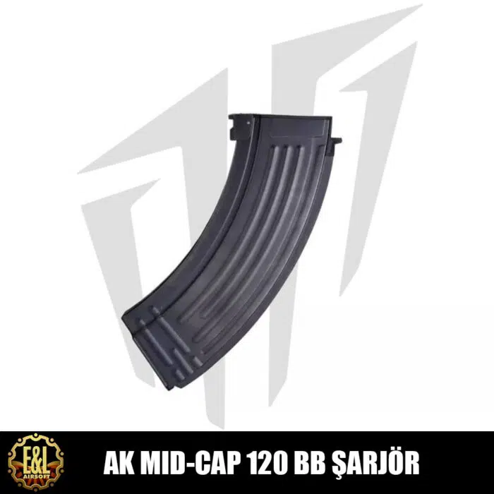E&L AK Mid-Cap 120’lik Airsoft Şarjörü Siyah (5 Adet)