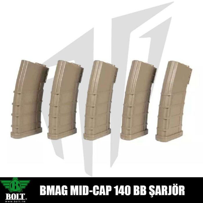 BMAG Mid-Cap 140’lık Airsoft Şarjörü (5 Adet) Bronz