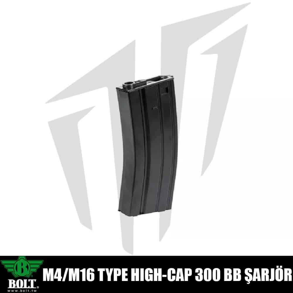 Bolt® M4/M16 Hi-Cap 300’lük Airsoft Şarjörü Siyah