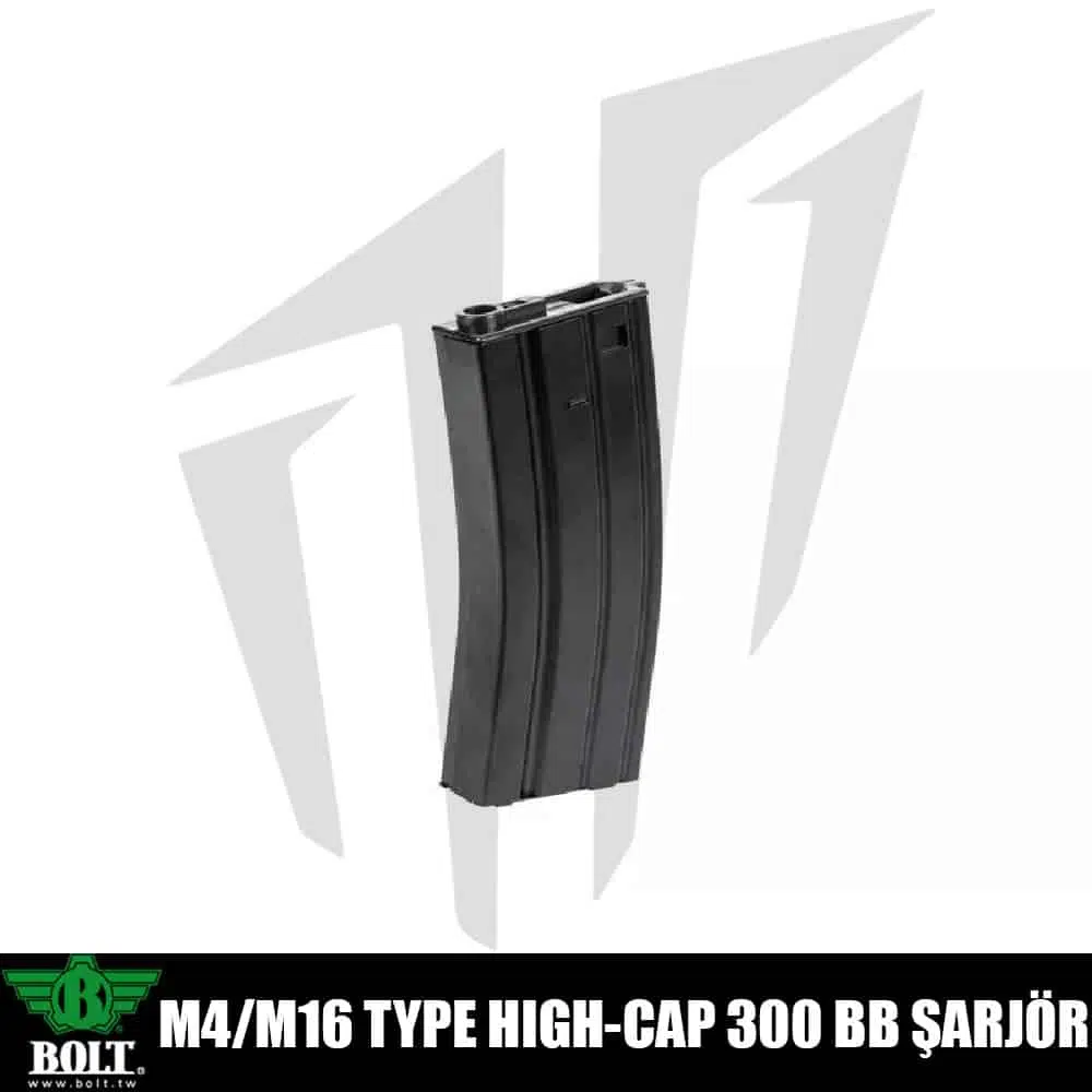 Bolt® M4/M16 Hi-Cap 300’lük Airsoft Şarjörü Siyah