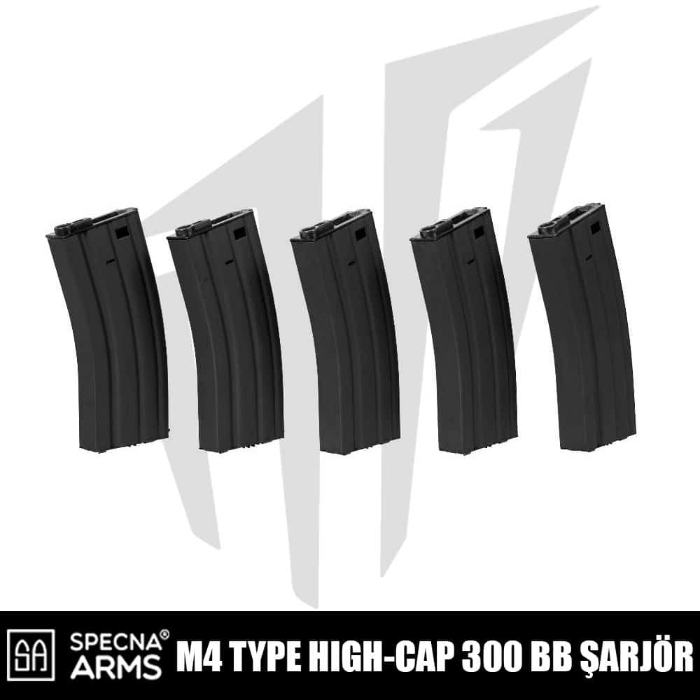 Specna Arms Hi-Cap 300’luk Airsoft Şarjörü (5 Adet) Siyah