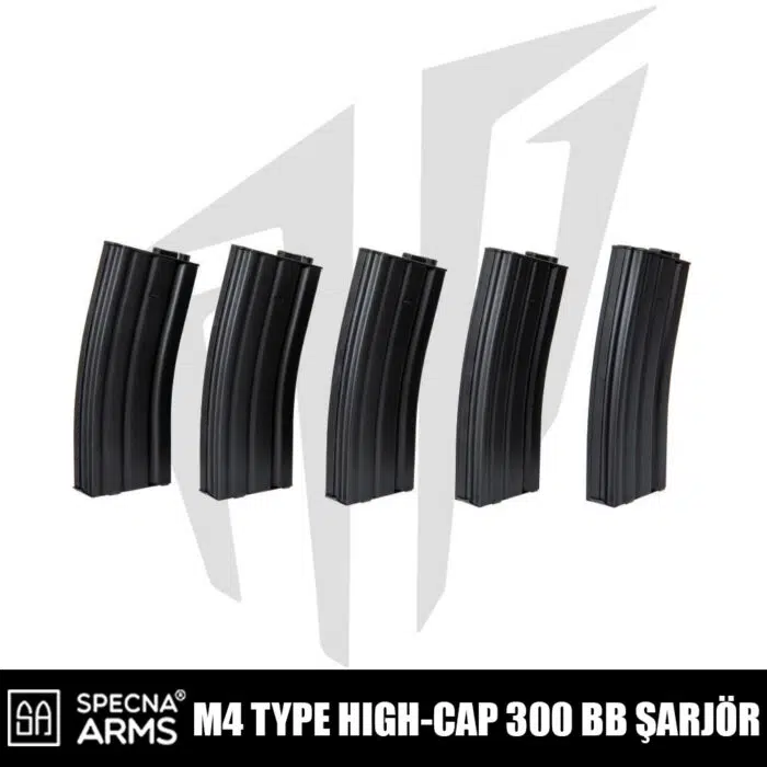 Specna Arms Hi-Cap 300’luk Airsoft Şarjörü (5 Adet) Siyah
