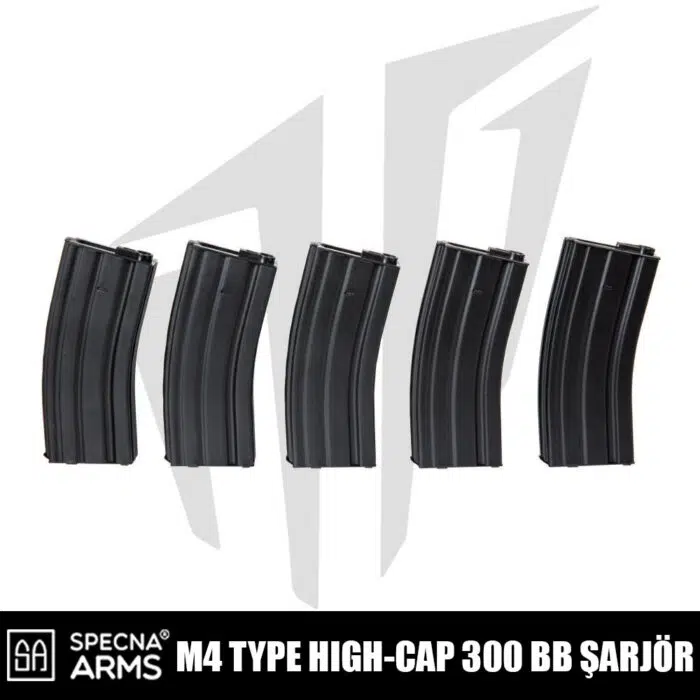 Specna Arms Hi-Cap 300’luk Airsoft Şarjörü (5 Adet) Siyah