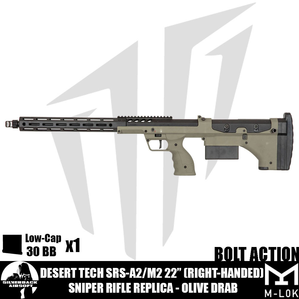 Silverback Desert Tech SRS-A2M2 22” (Right-Handed) Sniper Airsoft Tüfeği – Olive Drab