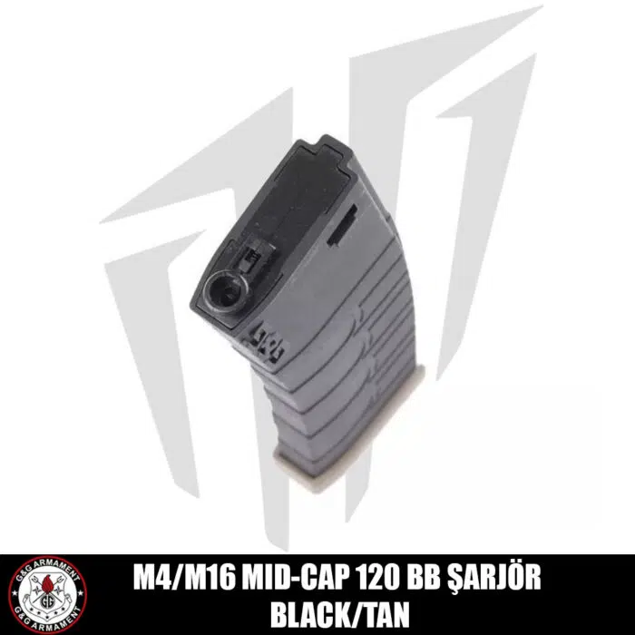 G&G M4/M16 Tüfekleri için 120’lik Mid-Cap Airsoft Şarjörü (5 Adet) Siyah/Tan