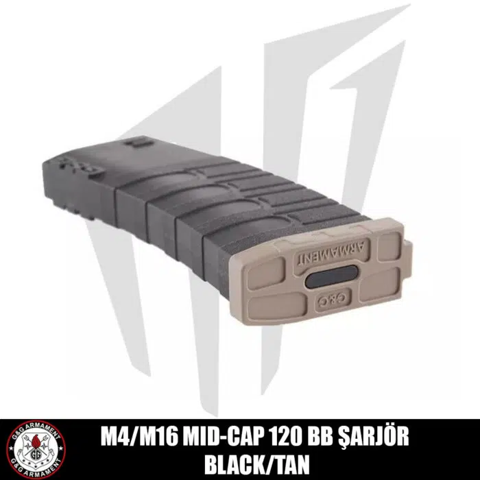 G&G M4/M16 Tüfekleri için 120’lik Mid-Cap Airsoft Şarjörü (5 Adet) Siyah/Tan