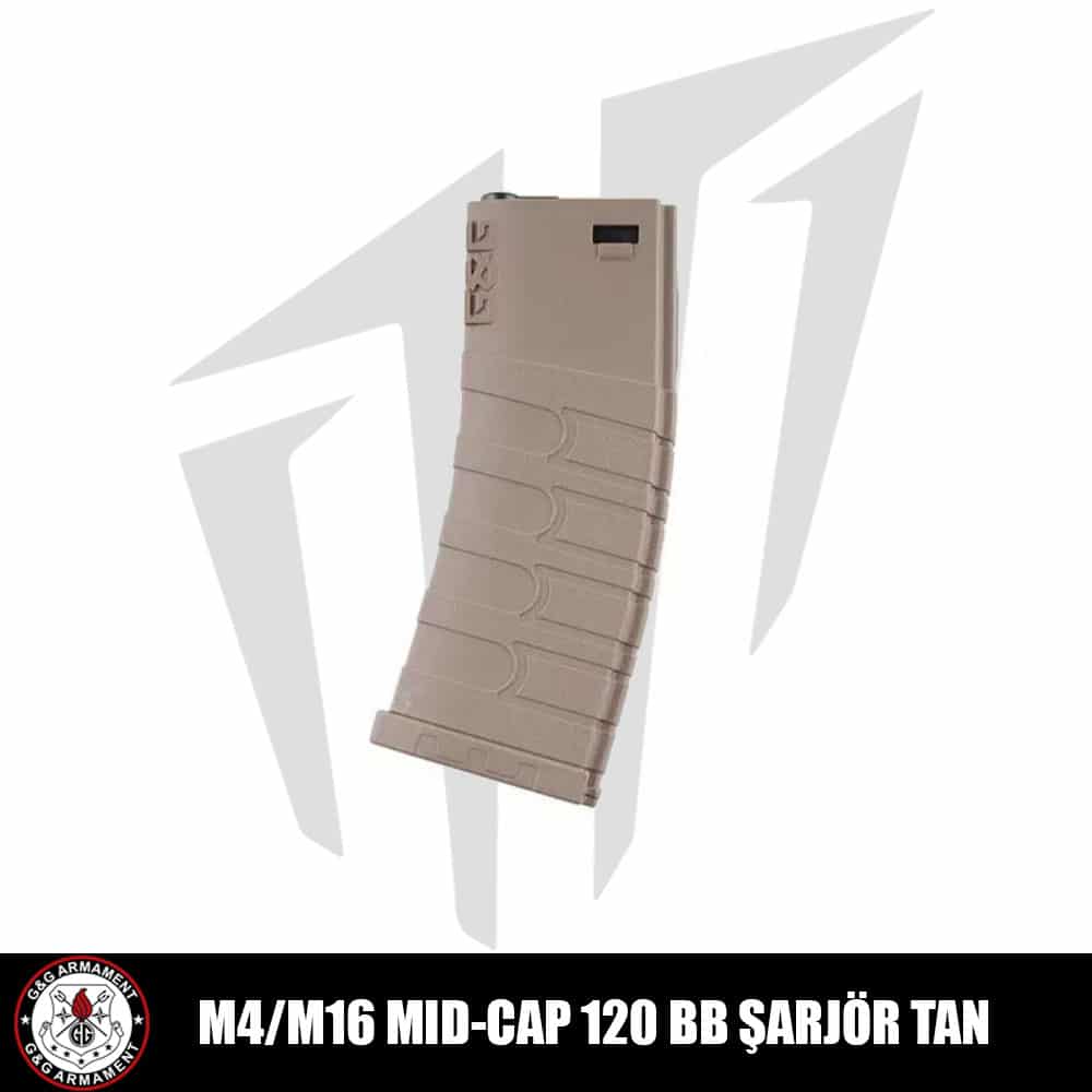 G&G M4/M16 Tüfekleri için 120’lik Mid-Cap Airsoft Şarjörü Tan