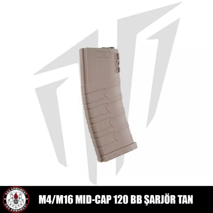 G&G M4/M16 Tüfekleri için 120’lik Mid-Cap Airsoft Şarjörü Tan