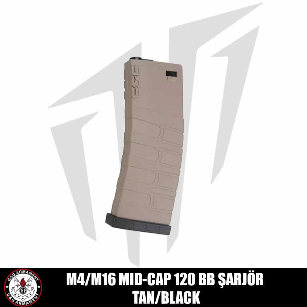 G&G M4/M16 Tüfekleri için 120’lik Mid-Cap Airsoft Şarjörü Siyah/Tan