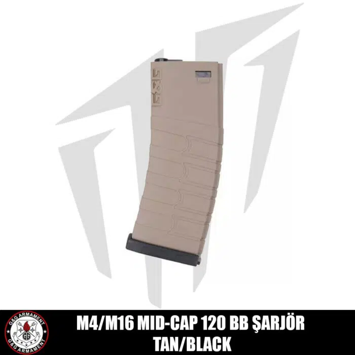 G&G M4/M16 Tüfekleri için 120’lik Mid-Cap Airsoft Şarjörü Siyah/Tan