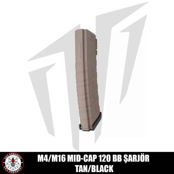 G&G M4/M16 Tüfekleri için 120’lik Mid-Cap Airsoft Şarjörü Siyah/Tan