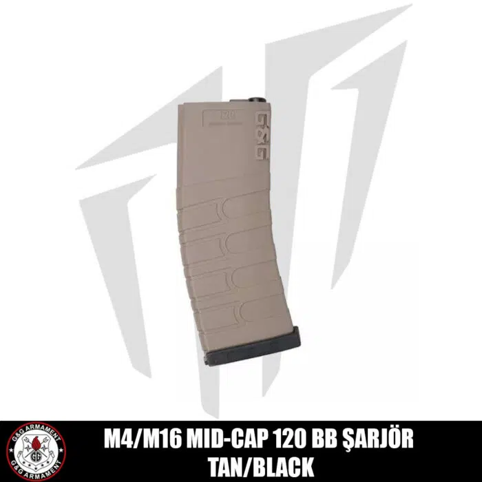 G&G M4/M16 Tüfekleri için 120’lik Mid-Cap Airsoft Şarjörü Siyah/Tan