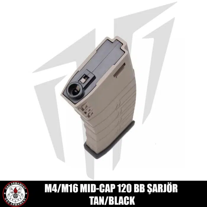 G&G M4/M16 Tüfekleri için 120’lik Mid-Cap Airsoft Şarjörü Siyah/Tan