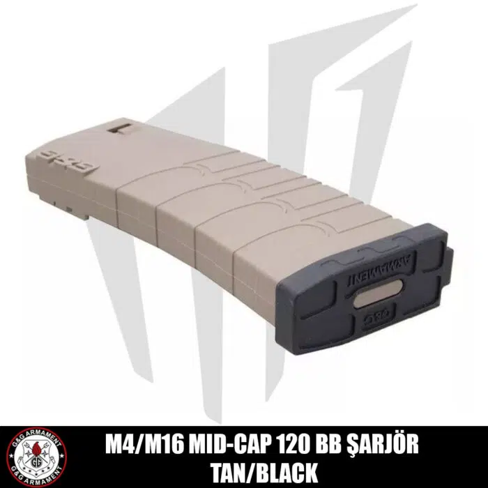 G&G M4/M16 Tüfekleri için 120’lik Mid-Cap Airsoft Şarjörü Siyah/Tan