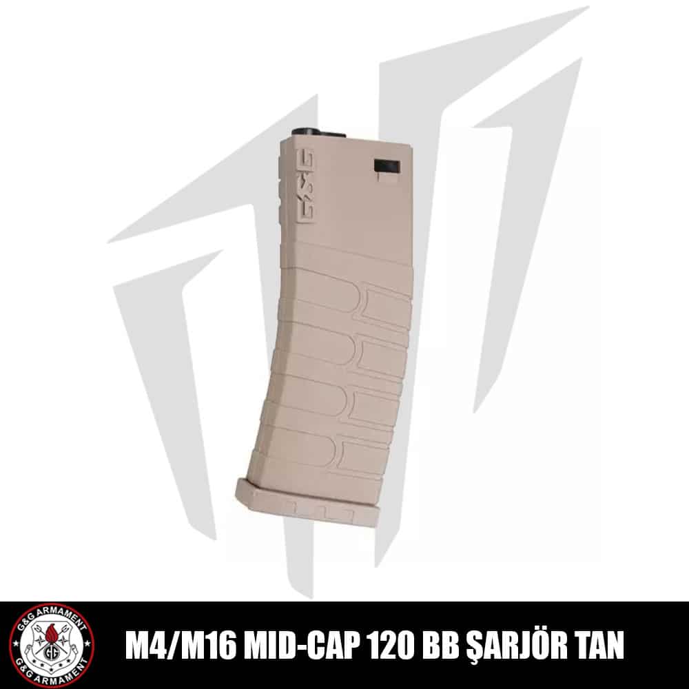 G&G M4/M16 Tüfekleri için 120’lik Mid-Cap Airsoft Şarjörü Tan