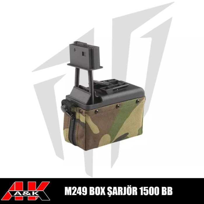A&K M249 Tüfekleri için 1500 BB Box Airsoft Şarjörü Askeri Yeşil