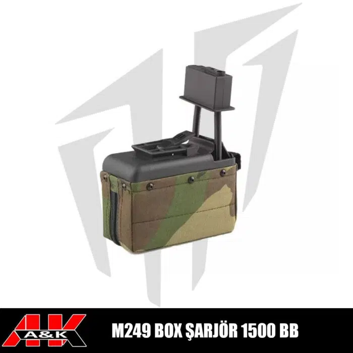 A&K M249 Tüfekleri için 1500 BB Box Airsoft Şarjörü Askeri Yeşil