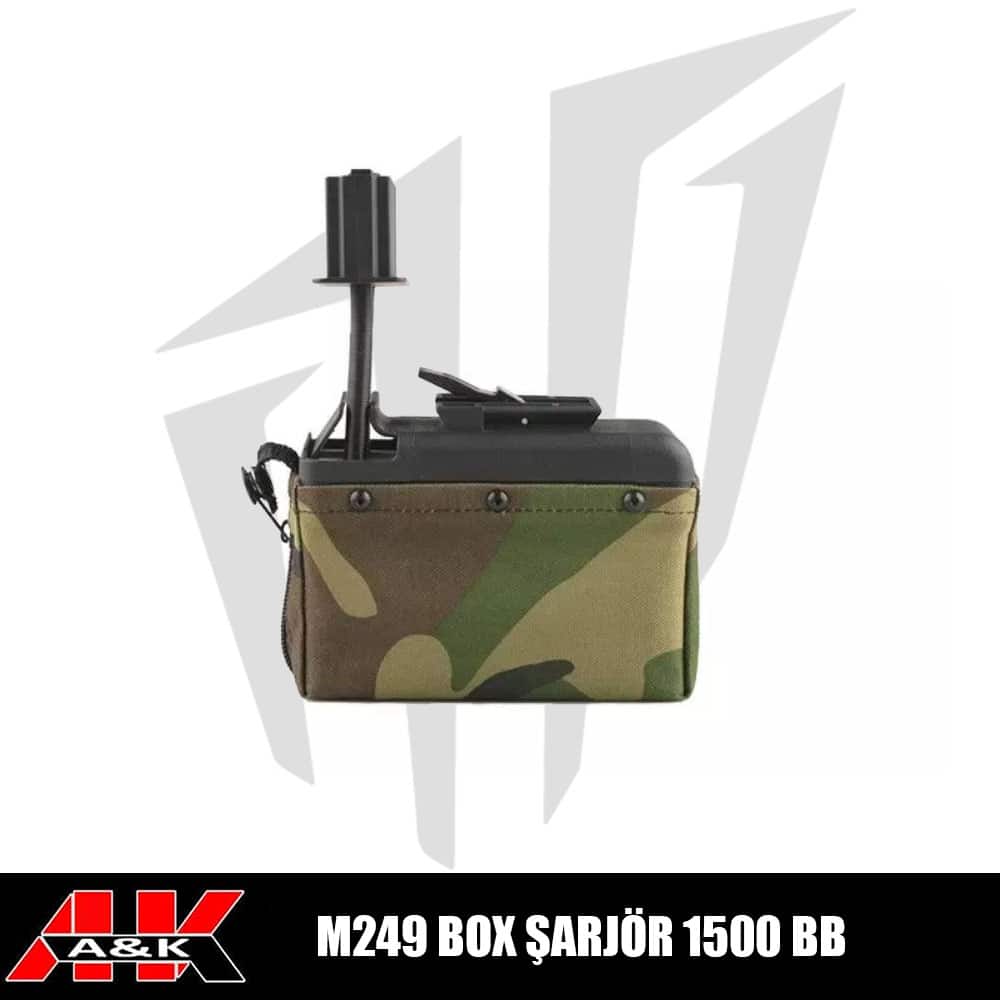 A&K M249 Tüfekleri için 1500 BB Box Airsoft Şarjörü Askeri Yeşil