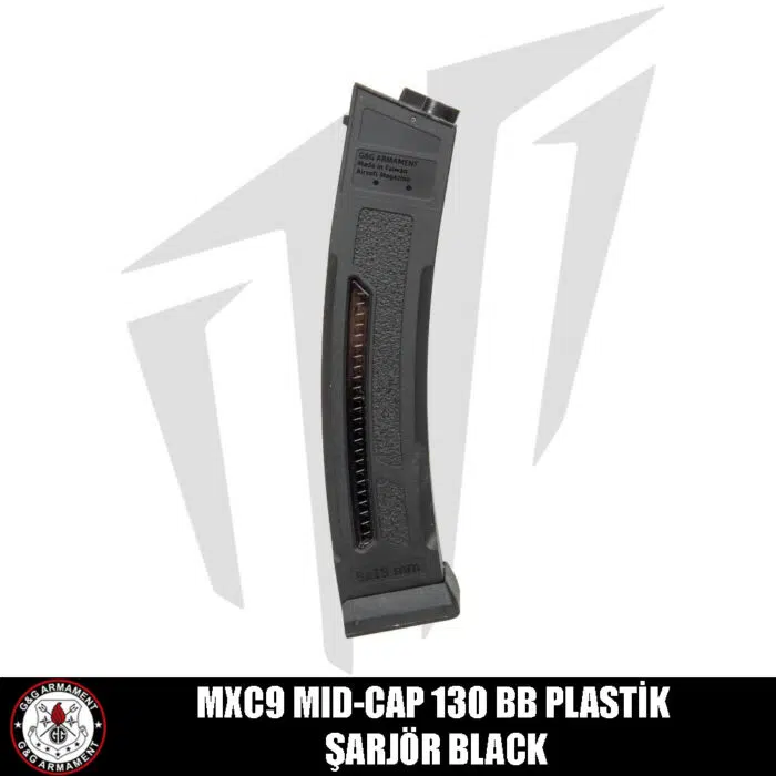 G&G MXC9 Tüfekleri için Mid-Cap 130’luk Airsoft Şarjörü Siyah