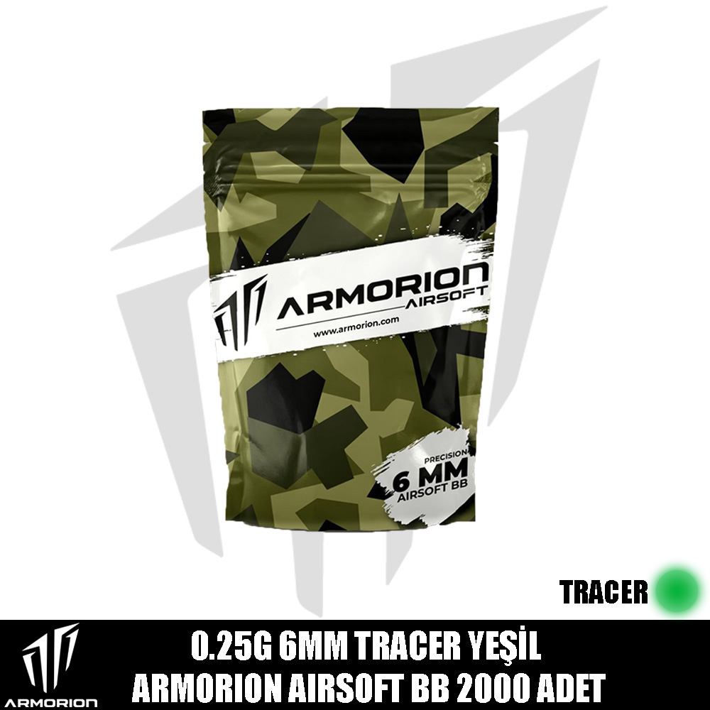 Armorion Airsoft BB 0.25g – 2000 Adet – Tracer Yeşil