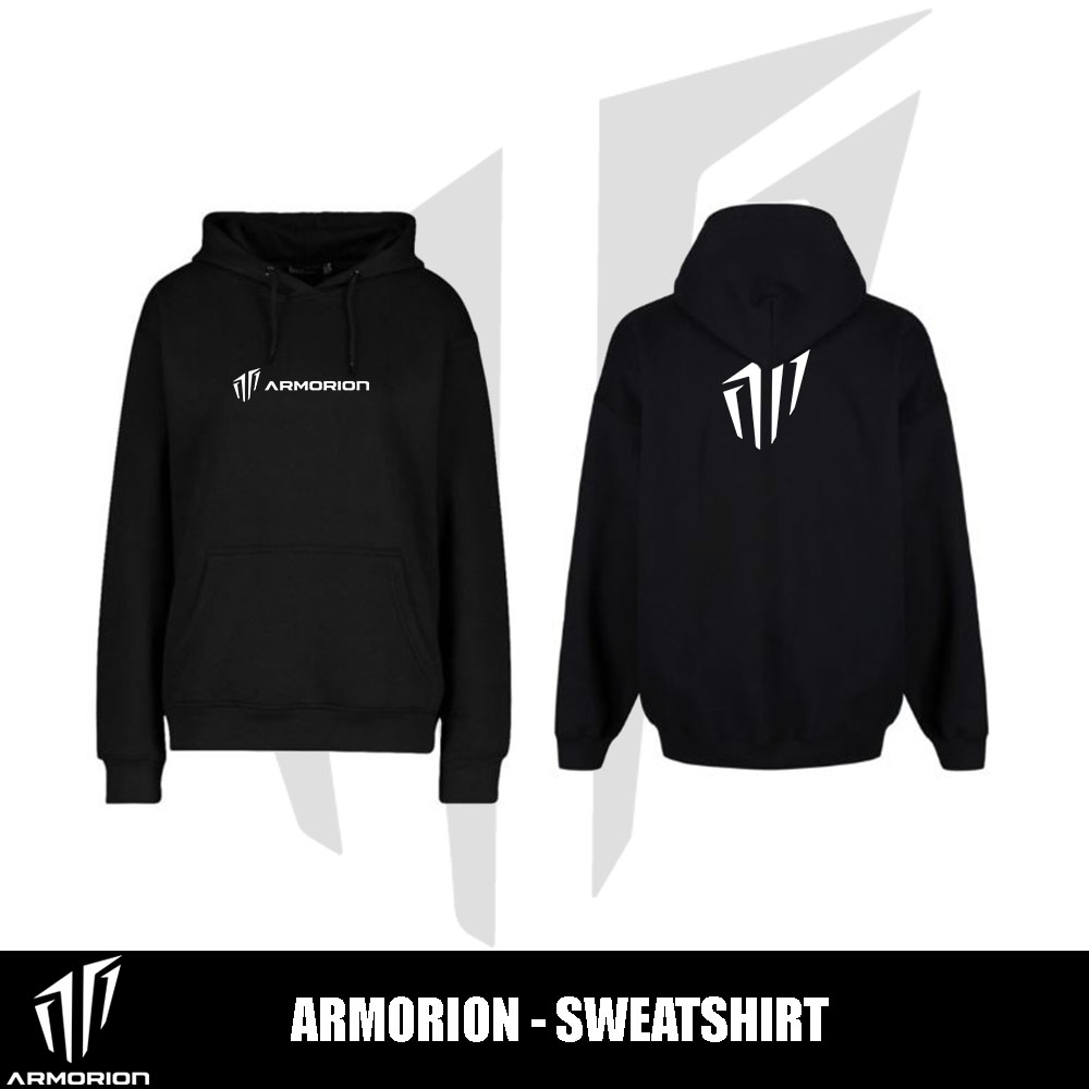 Armorion Kapüşonlu ve Patch Kolluklu Sweatshirt – Siyah