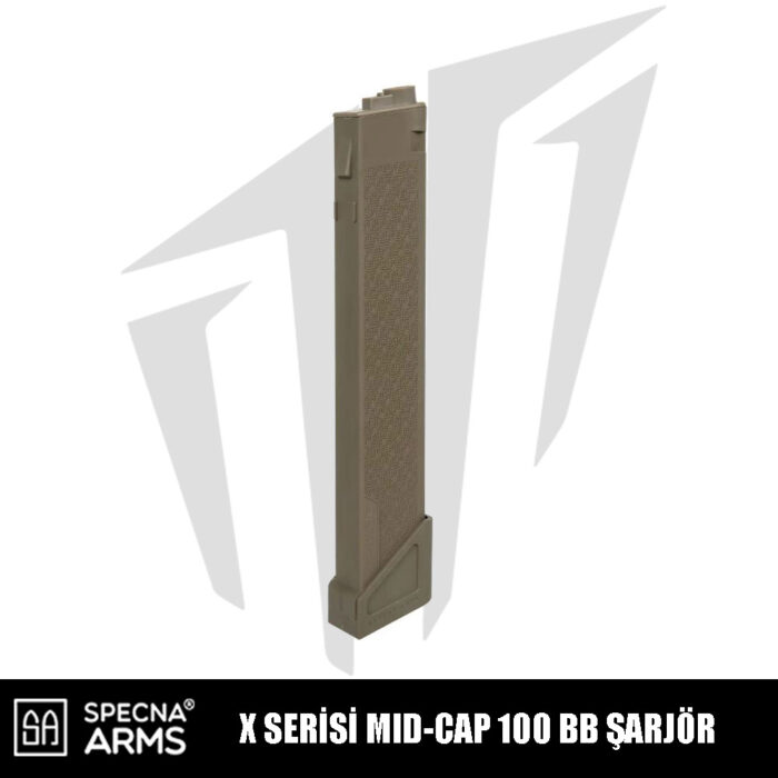 Specna Arms X Serisi Airsoft Tüfekler İçin 100BB’lik Mid-Cap S-Mag Airsoft Şarjör – Tan