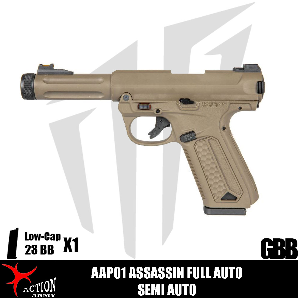 Action Army AAP01 Assassin Tam Otomatik / Yarı Otomatik Airsoft Tabanca - Dark Earth