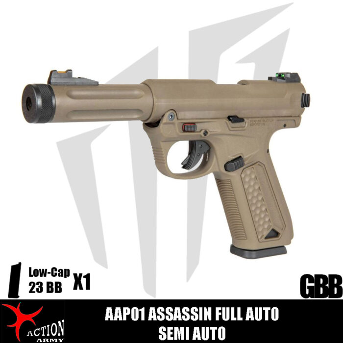 Action Army AAP01 Assassin Tam Otomatik / Yarı Otomatik Airsoft Tabanca - Dark Earth