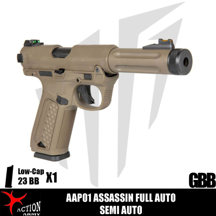 Action Army AAP01 Assassin Tam Otomatik / Yarı Otomatik Airsoft Tabanca - Dark Earth