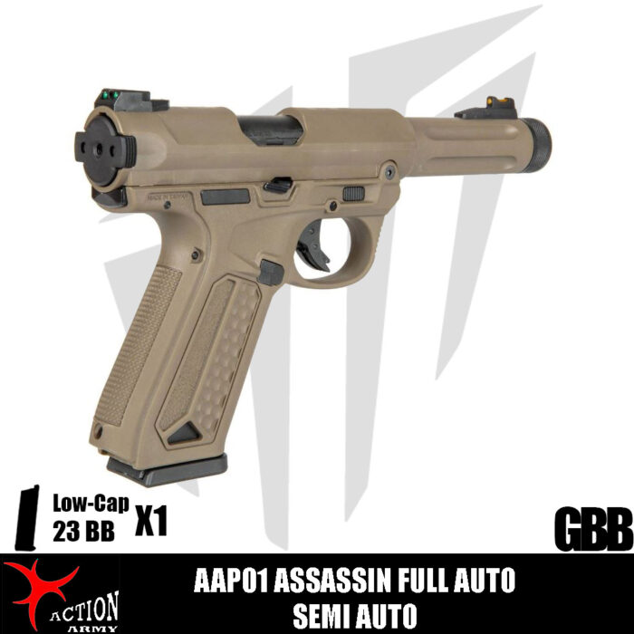 Action Army AAP01 Assassin Tam Otomatik / Yarı Otomatik Airsoft Tabanca - Dark Earth