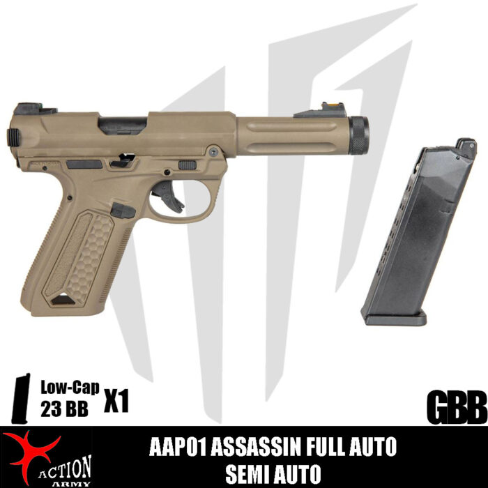 Action Army AAP01 Assassin Tam Otomatik / Yarı Otomatik Airsoft Tabanca - Dark Earth