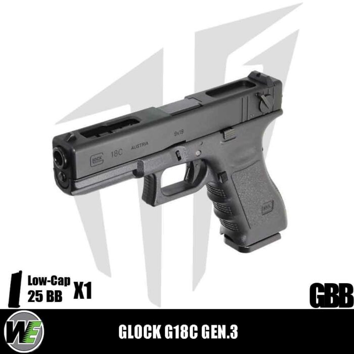 WE Glock G18C ASG Full Otomatik & Yarı Otomatik Airsoft Tabanca – Siyah