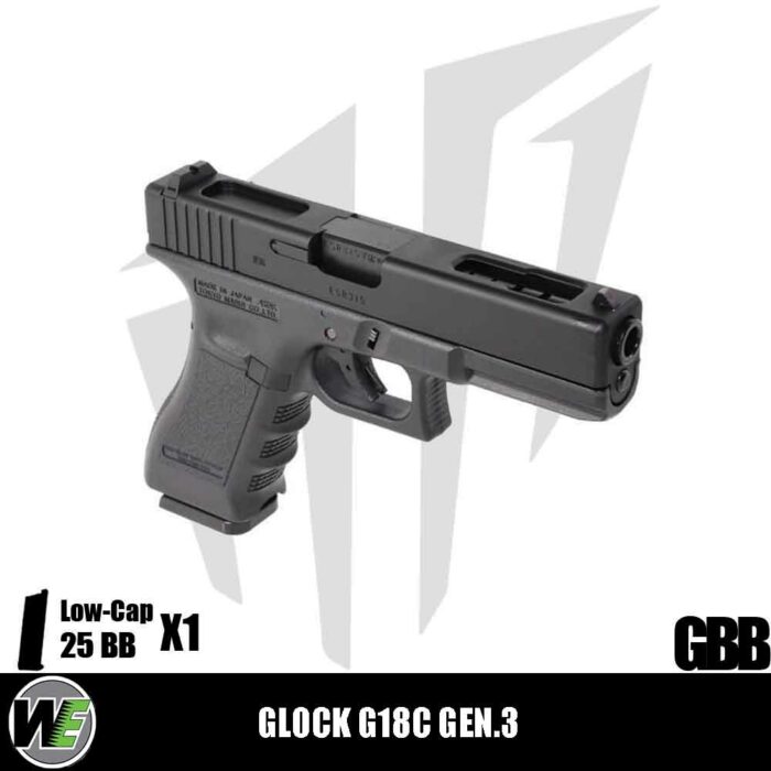 WE Glock G18C ASG Full Otomatik & Yarı Otomatik Airsoft Tabanca – Siyah