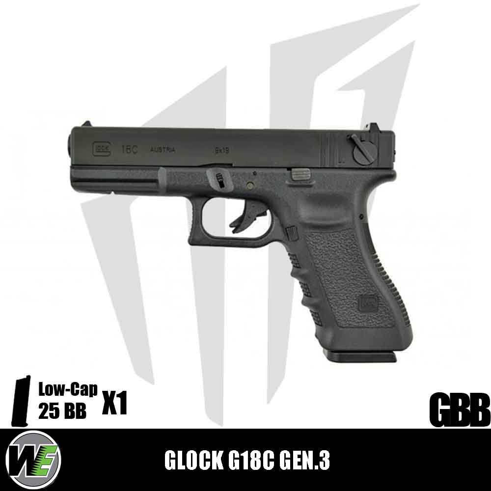 WE Glock G18C ASG Full Otomatik & Yarı Otomatik Airsoft Tabanca – Siyah