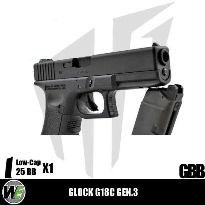 WE Glock G18C ASG Full Otomatik & Yarı Otomatik Airsoft Tabanca – Siyah