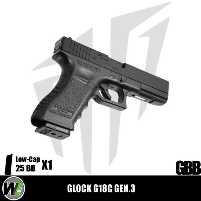 WE Glock G18C ASG Full Otomatik & Yarı Otomatik Airsoft Tabanca – Siyah
