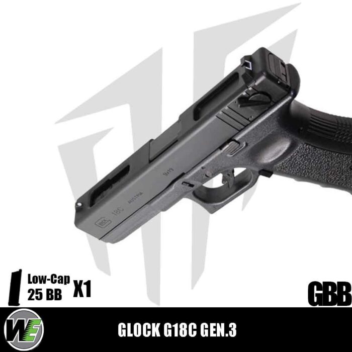 WE Glock G18C ASG Full Otomatik & Yarı Otomatik Airsoft Tabanca – Siyah