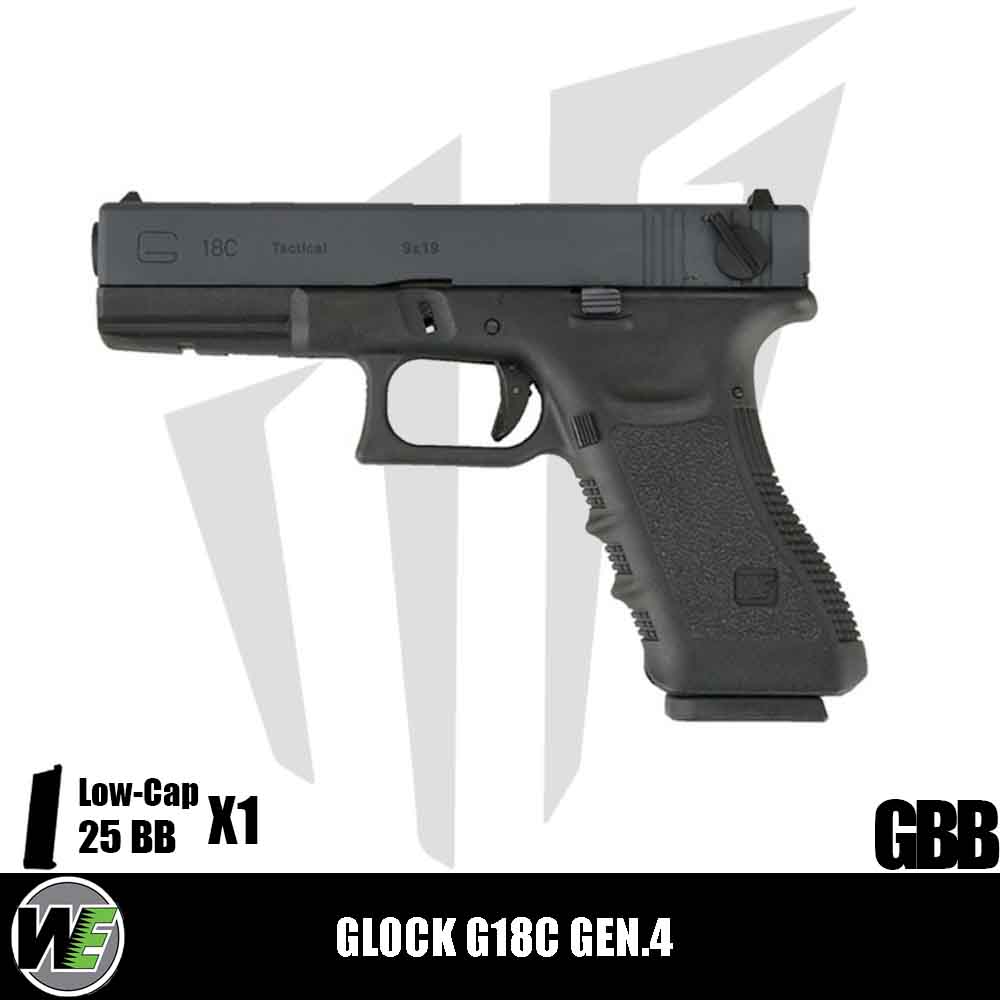 WE Glock G18C ASG Gen.4 Full Otomatik & Yarı Otomatik Airsoft Tabanca – Siyah