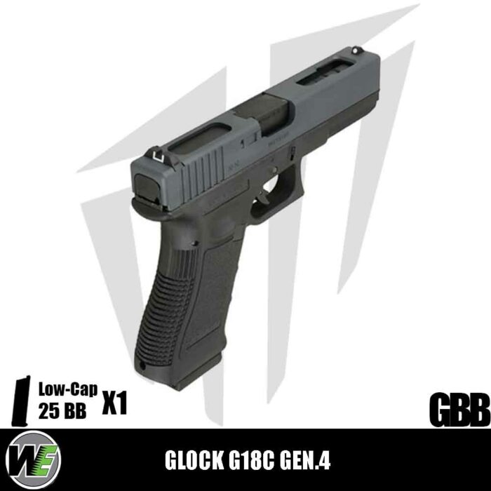 WE Glock G18C ASG Gen.4 Full Otomatik & Yarı Otomatik Airsoft Tabanca – Siyah