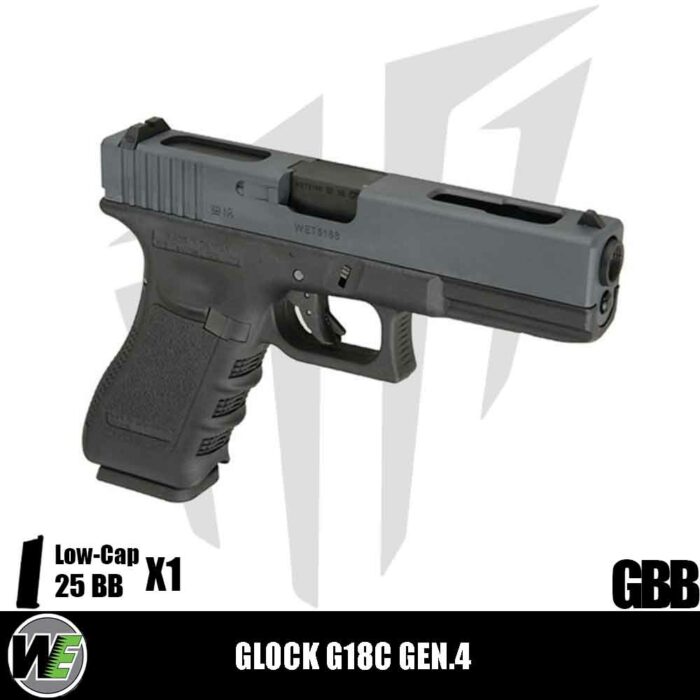 WE Glock G18C ASG Gen.4 Full Otomatik & Yarı Otomatik Airsoft Tabanca – Siyah