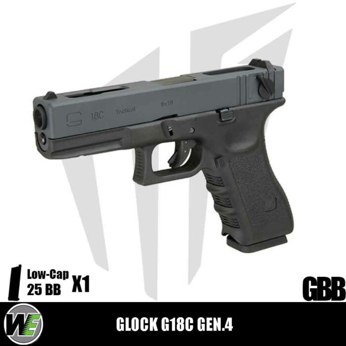 WE Glock G18C ASG Gen.4 Full Otomatik & Yarı Otomatik Airsoft Tabanca – Siyah