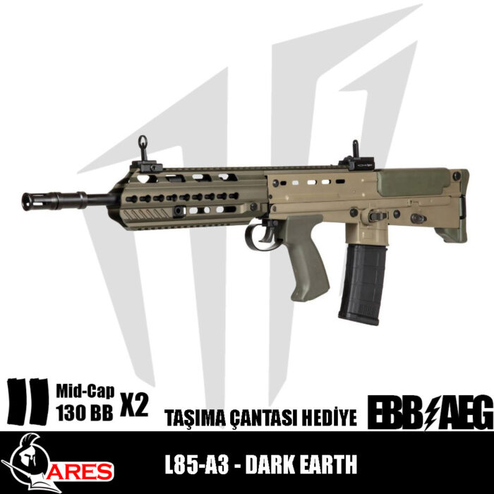 Ares L85-A3 – Dark Earth Airsoft Tüfeği (Standart Versiyon)