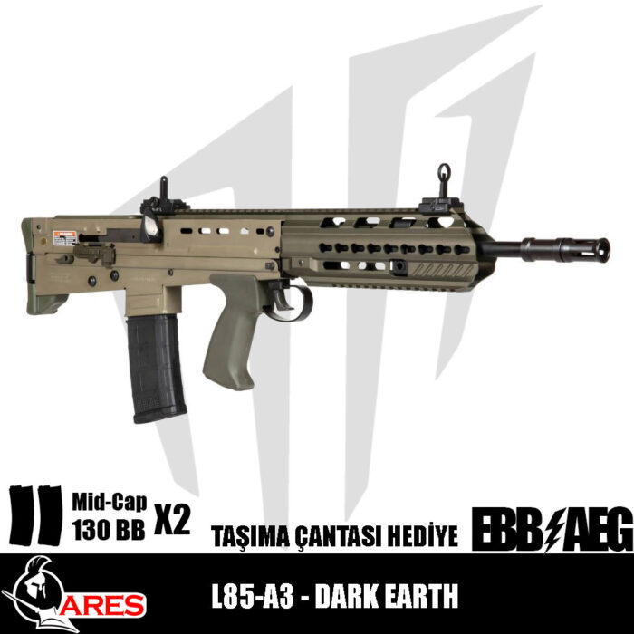 Ares L85-A3 – Dark Earth Airsoft Tüfeği (Standart Versiyon)