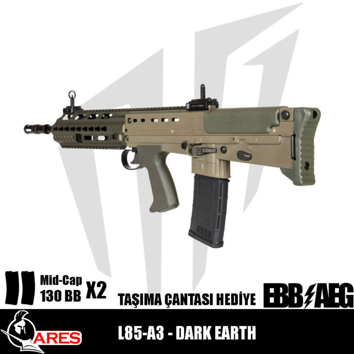 Ares L85-A3 – Dark Earth Airsoft Tüfeği (Standart Versiyon)