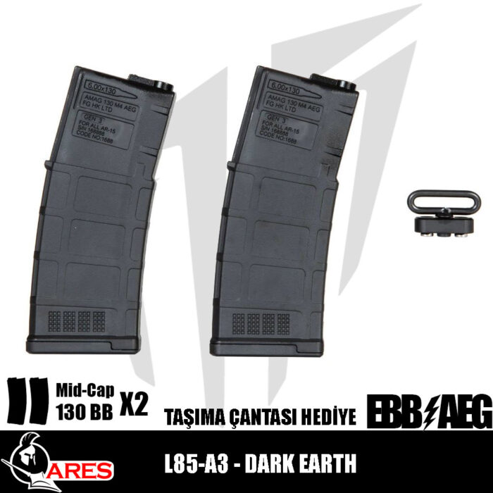 Ares L85-A3 – Dark Earth Airsoft Tüfeği (Standart Versiyon)