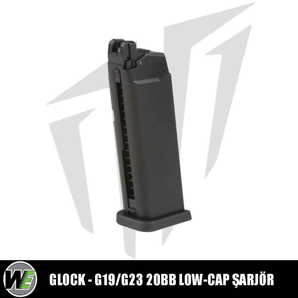 WE Glock G19/G23 Airsoft Tabancalara Uyumlu 20BB'lik Low-Cap Airsoft Şarjör – Siyah