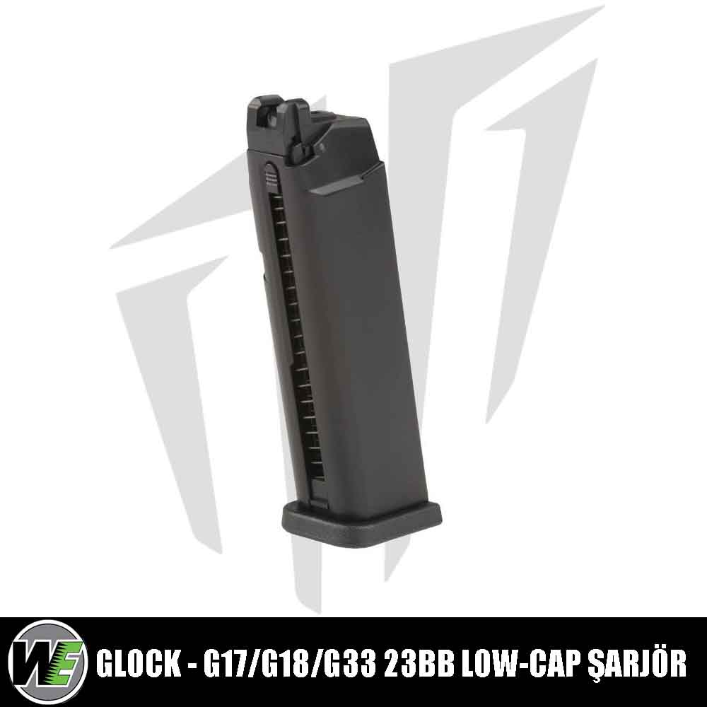 WE Glock G17/G18/G33 Airsoft Tabancalara Uyumlu 25BB’lik Low-Cap Airsoft Şarjör – Siyah