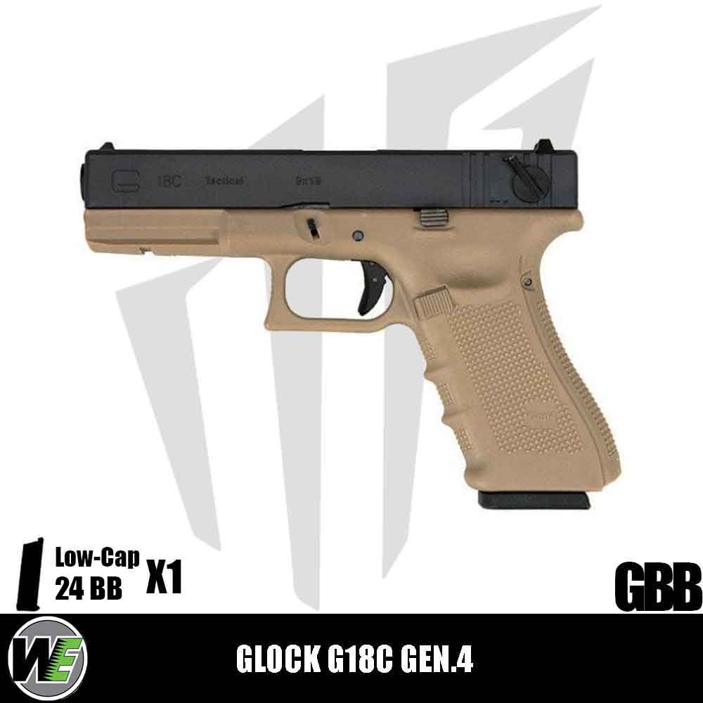 WE Glock G18C Gen.4 Full Otomatik & Yarı Otomatik Airsoft Tabanca – Yarım Tan